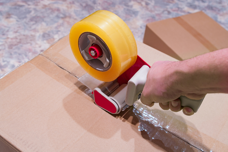 A box being taped up